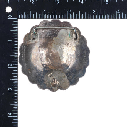 Emerson Bill Navajo sterling silver heavy deep stamped belt buckle