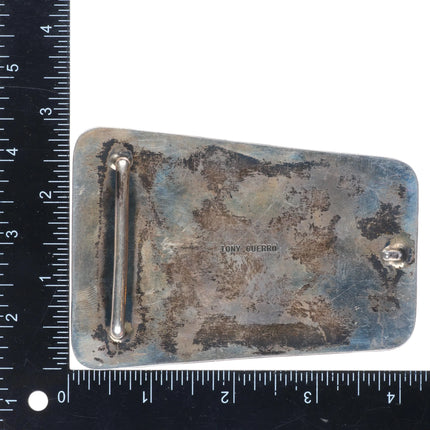 Large Tony Guerro Navajo sterling silver One dollar coin belt buckle