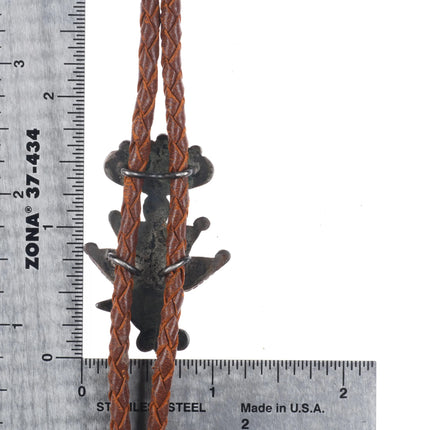 c1950 Zuni sterling silver channel inlay thunderbird bolo tie