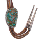 50's-60's Navajo sterling silver Zuni carved Pilot Mountain turquoise bolo tie