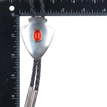 JK Southwestern sterling silver chalcedony agate bolo tie arrowhead form