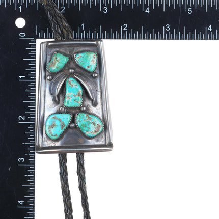 c1960 c-31 Navajo sterling silver 5 stone turquoise bolo tie