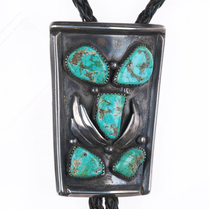 c1960 c-31 Navajo sterling silver 5 stone turquoise bolo tie