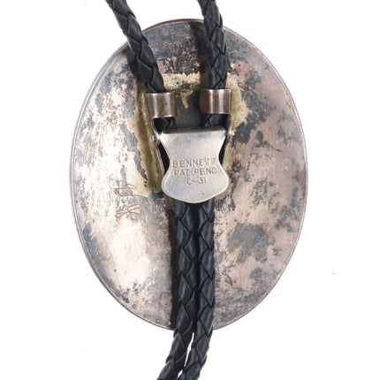c1960-c-31 GJ Vintage Navajo sterling silver large concho style bolo tie