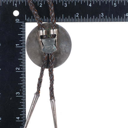 c1960 c-31 Zuni Apache dancer kachina sterling silver inlaid bolo tie L.N.
