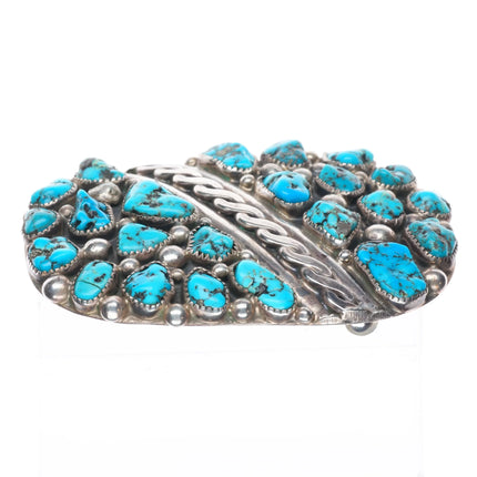 Vintage Sterling silver turquoise nugget southwestern belt buckle Gomez