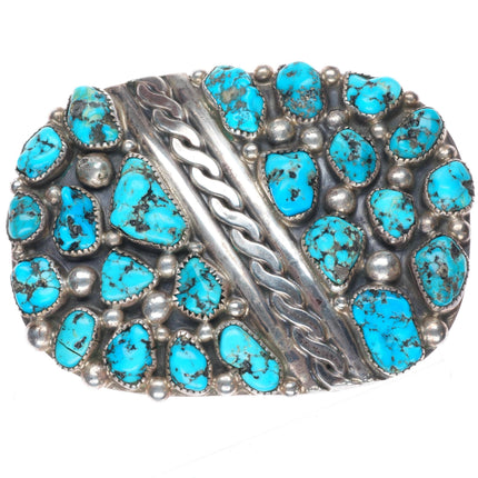 Vintage Sterling silver turquoise nugget southwestern belt buckle Gomez