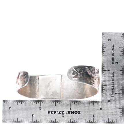 6.75" 1930 Fred Harvey Snake turquoise eyes Navajo sterling silver cuff bracelet