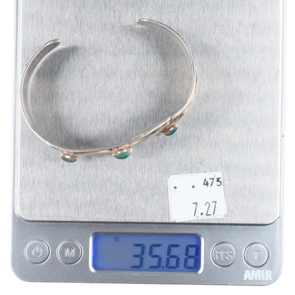 6.75" 1930 Fred Harvey Snake turquoise eyes Navajo sterling silver cuff bracelet