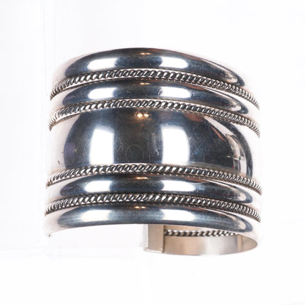 6.75" Vintage Tahe Navajo sterling silver wide band twisted wire cuff bracelet
