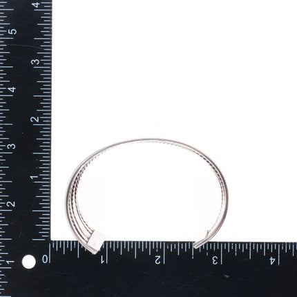 6.75" Vintage Tahe Navajo sterling silver wide band twisted wire cuff bracelet