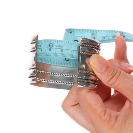 6.75" Vintage Tahe Navajo sterling silver wide band twisted wire cuff bracelet