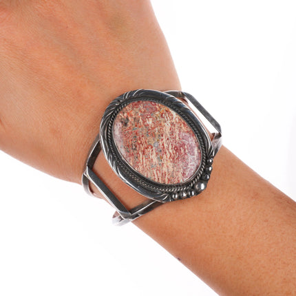 6.25" Billy Padilla Navajo sterling silver jasper cuff bracelet