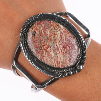 6.25" Billy Padilla Navajo sterling silver jasper cuff bracelet