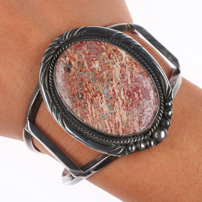 6.25" Billy Padilla Navajo sterling silver jasper cuff bracelet