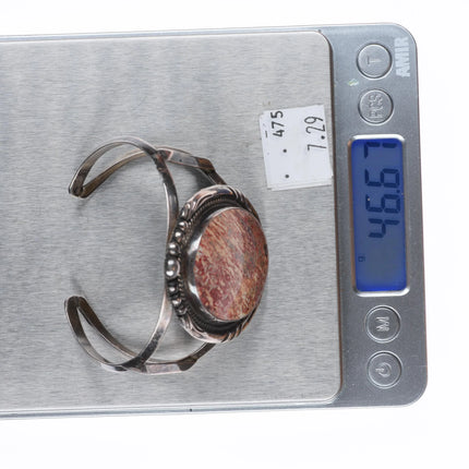 6.25" Billy Padilla Navajo sterling silver jasper cuff bracelet