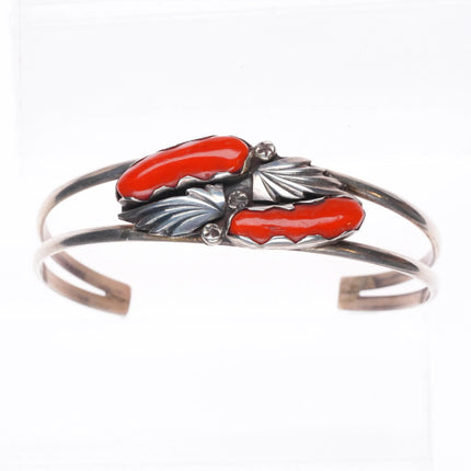 6.6" Rosemary & Ray Nieto Zuni Mediterranean coral sterling silver cuff bracelet