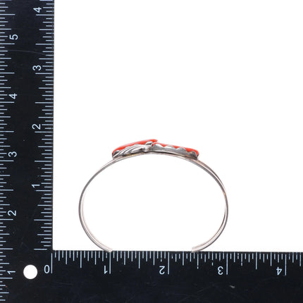 6.6" Rosemary & Ray Nieto Zuni Mediterranean coral sterling silver cuff bracelet