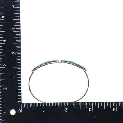 6.5" BB Zuni sterling silver turquoise curved needlepoint cuff bracelet