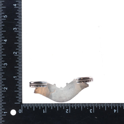 6.5" BB Zuni sterling silver turquoise curved needlepoint cuff bracelet