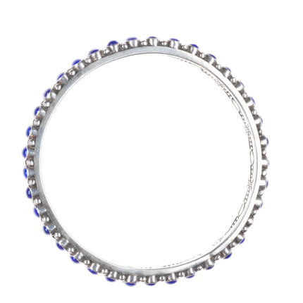 8" Lee Charley Navajo sterling silver lapis lazuli bangle bracelet inside stamps