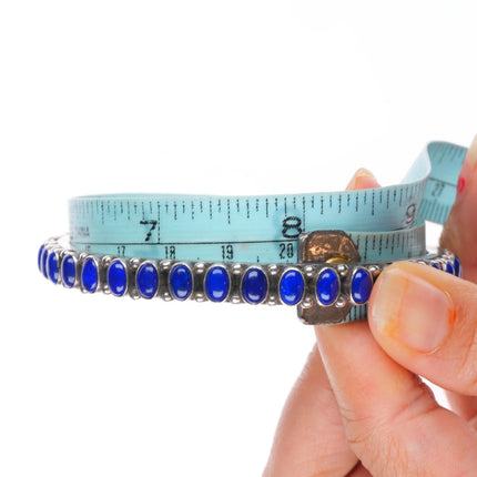 8" Lee Charley Navajo sterling silver lapis lazuli bangle bracelet inside stamps