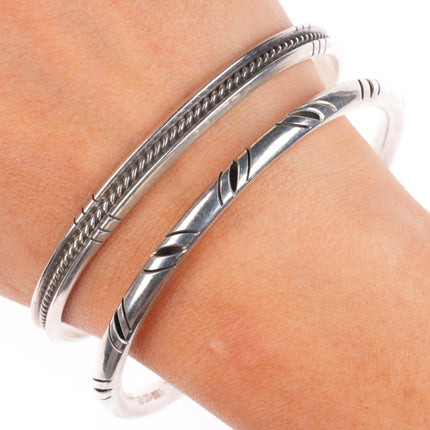 8" Tahe Navajo & Mexican sterling silver retro bangle bracelets
