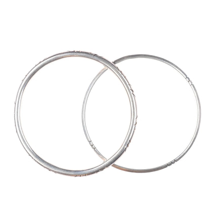 8" Tahe Navajo & Mexican sterling silver retro bangle bracelets