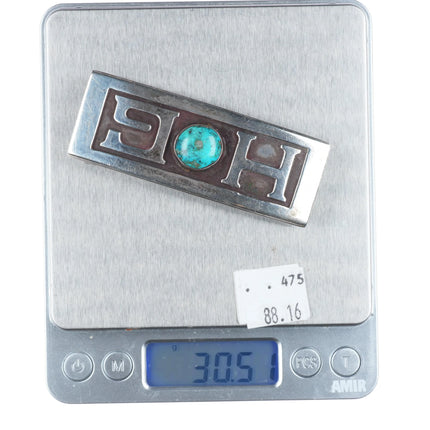 Riveras Southwestern Modernist sterling silver HOG Harley turquoise belt buckle