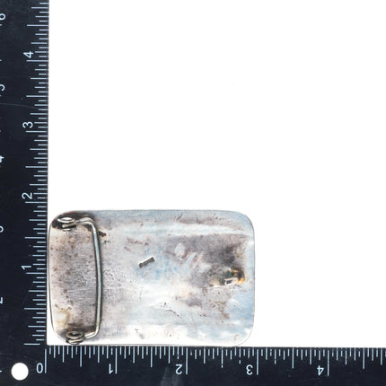 Vintage Navajo sterling silver cast Yei belt buckle with turquoise