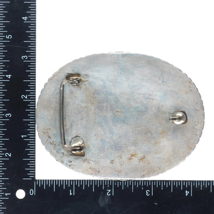 Big/Heavy Ronnie Hurley Navajo sterling silver turquoise cluster belt buckle