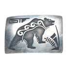 vintage Michael Sockyma Hopi overlay bear belt buckle sterling silver