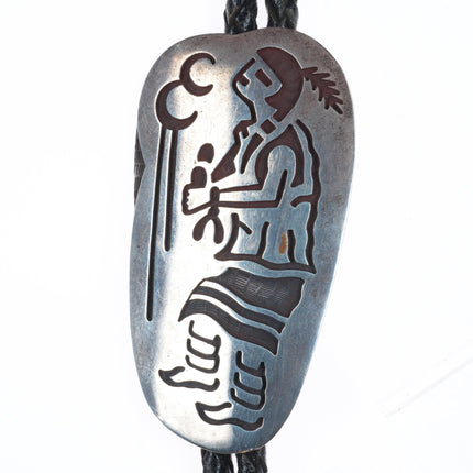 Big Vintage Mitchell Sockyma Hopi overlay bolo tie sterling silver