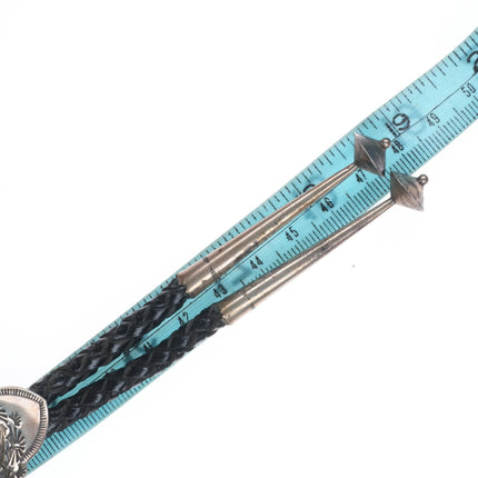 Vintage Esther Wood Navajo sterling silver high grade turquoise bolo tie