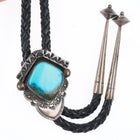 Vintage Esther Wood Navajo sterling silver high grade turquoise bolo tie