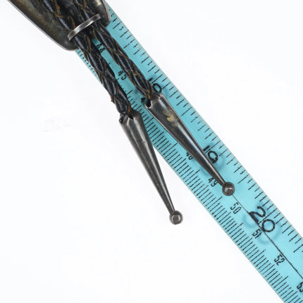 1950's Navajo sterling silver thunderbird bolo tie in overlay style