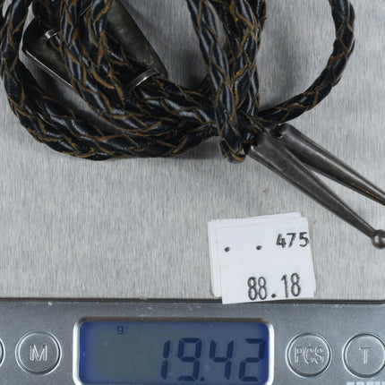 1950's Navajo sterling silver thunderbird bolo tie in overlay style