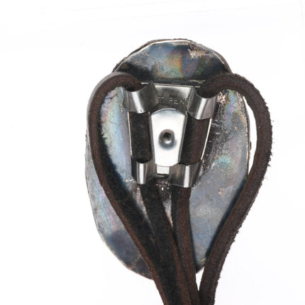 Vintage southwestern sterling silver green/maroon jasper bolo tie