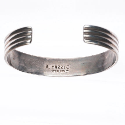 6" Antonio Yazzie Sterling silver lapis channel inlay cuff bracelet