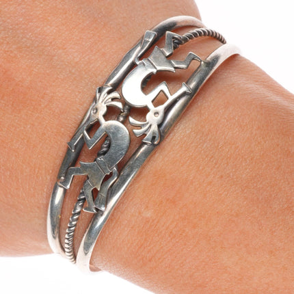 6" Vintage Navajo sterling silver Kokopelli cuff bracelet
