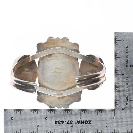 6.5" Wild Horse Jasper, turquoise, pink conch Sterling silver cuff bracelet Jenn