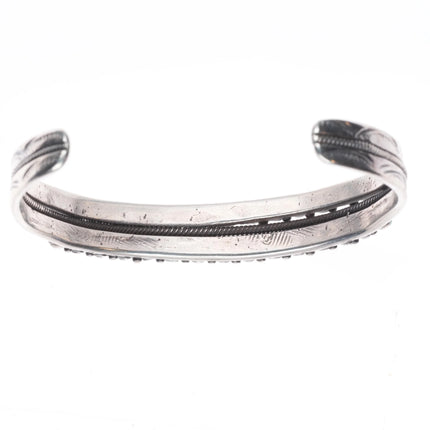 6.6" 30's-40's Zuni sterling silver 2 row snake eye turquoise cuff bracelet