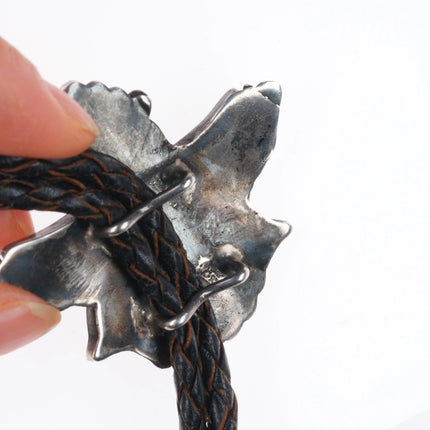 Vintage 40's-50's Zuni Knifewing inlay bolo tie sterling silver, turquoise