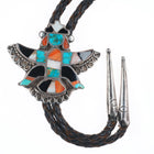 Vintage 40's-50's Zuni Knifewing inlay bolo tie sterling silver, turquoise