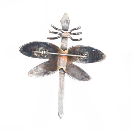 c1940's Navajo sterling silver dragonfly pin/brooch with turquoise