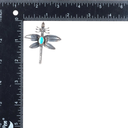 c1940's Navajo sterling silver dragonfly pin/brooch with turquoise