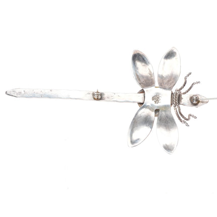 Vintage southwestern sterling silver dragonfly pin/brooch - high grade turquoise