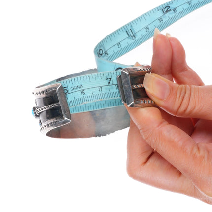 7"  1970's J Spencer Navajo Vintage high grade turquoise cluster cuff bracelet