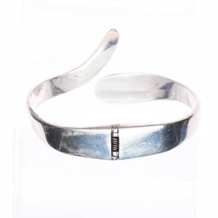 7.25" Retro Mexican sterling silver snake clamper bangle bracelet malachite/onyx