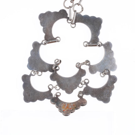 14.5" Vintage Zuni snake eye turquoise sterling silver link necklace